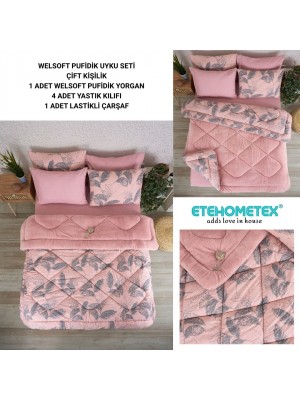 ETE HOMETEX ÇİFT KİŞİLİK WELSOFT UYKU SETİ ARİNA PUDRA 8696474231977